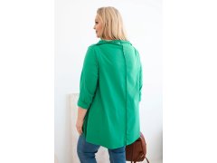 Dámská bavlněná blůza Plus Size asymetrická s ohrnutým rukávem zelená 2