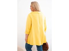 Dámská bavlněná blůza Plus Size asymetrická s ohrnutým rukávem žlutá 2