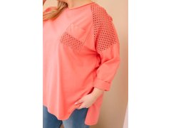 Dámská mikina Plus Size bavlněná s&nbsp;potiskem meruňková 3