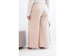 Dámské kalhoty Plus Size s širokými nohavicemi a plisováním béžová 2