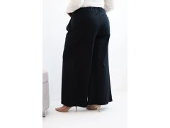Dámské kalhoty Plus Size s širokými nohavicemi a skládaním černé 2