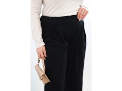 Dámské kalhoty Plus Size s širokými nohavicemi a skládaním černé 3