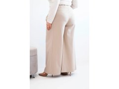 Dámské kalhoty Plus Size se širokými nohavicemi a plizováním tmavě béžové 2