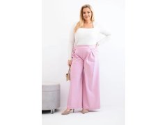 Dámské kalhoty Plus Size s širokými nohavicemi a skladáním jasně fialové 1