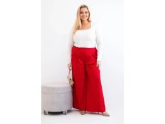 Dámské kalhoty Plus Size s širokými nohavicemi a plisováním červené 1
