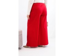 Dámské kalhoty Plus Size s širokými nohavicemi a plisováním červené 2