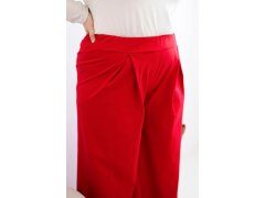 Dámské kalhoty Plus Size s širokými nohavicemi a plisováním červené 3