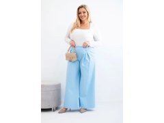 Dámské kalhoty Plus Size s širokými nohavicemi a plisováním modré 1
