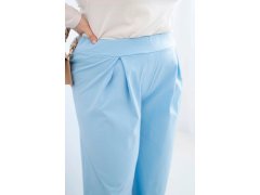 Dámské kalhoty Plus Size s širokými nohavicemi a plisováním modré 2