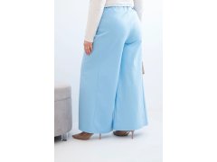 Dámské kalhoty Plus Size s širokými nohavicemi a plisováním modré 3