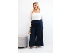Dámské kalhoty Plus Size s širokými nohavicemi a plisováním granátové 1