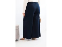 Dámské kalhoty Plus Size s širokými nohavicemi a plisováním granátové 2