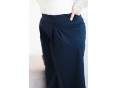 Dámské kalhoty Plus Size s širokými nohavicemi a plisováním granátové 3