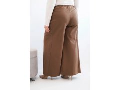 Dámské kalhoty Plus Size s širokými nohavicemi a plisováním camelové 2