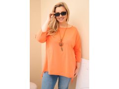 Dámská bavlněná blůza Plus Size asymetrická s&nbsp;náhrdelníkem meruňková 1