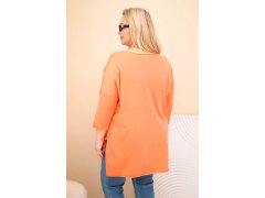 Dámská bavlněná blůza Plus Size asymetrická s&nbsp;náhrdelníkem meruňková 2