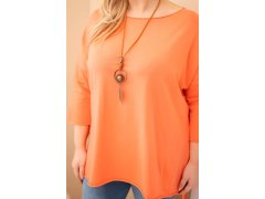 Dámská bavlněná blůza Plus Size asymetrická s&nbsp;náhrdelníkem meruňková 3