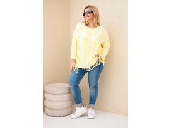 Dámská bavlněná blůza Plus Size s třásněmi žlutá 1