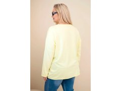 Dámská bavlněná blůza Plus Size s třásněmi žlutá 2