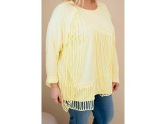 Dámská bavlněná blůza Plus Size s třásněmi žlutá 3