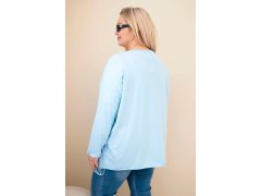 Dámská bavlněná blůza Plus Size s třásněmi modrá 2