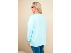 Dámská bavlněná blůza Plus Size s&nbsp;třásněmi mátová 2