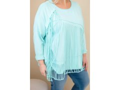 Dámská bavlněná blůza Plus Size s&nbsp;třásněmi mátová 3