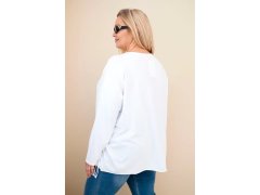 Dámská bavlněná blůza Plus Size s třásněmi bílá 2