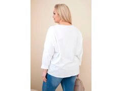 Dámská bavlněná blůza Plus Size s výstřihem do V bílá 2