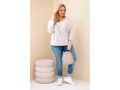 Dámská bavlněná blůza Plus Size s výstřihem do V béžová 1