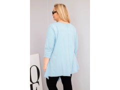 Dámská bavlněná blůza Plus Size s asymetrickým lemem a výřezy modrá 2