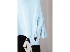 Dámská bavlněná blůza Plus Size s asymetrickým lemem a výřezy modrá 3