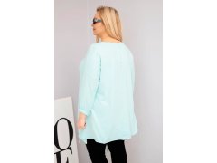 Dámská bavlněná blůza Plus Size s&nbsp;asymetrickým spodním lemem a&nbsp;výřezy mátová 2