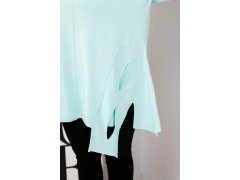 Dámská bavlněná blůza Plus Size s&nbsp;asymetrickým spodním lemem a&nbsp;výřezy mátová 3