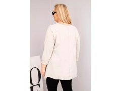 Dámská bavlněná blůza Plus Size s&nbsp;asymetrickým spodním lemem a&nbsp;výřezy béžová 2