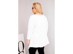 Dámská bavlněná blůza Plus Size s asymetrickým spodním lemem a výřezy bílá 2