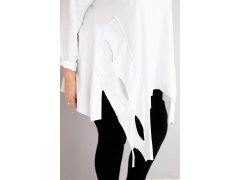 Dámská bavlněná blůza Plus Size s asymetrickým spodním lemem a výřezy bílá 3