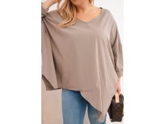 Dámská bavlněná blůza Plus Size s asymetrickým spodním lemem a V výstřihem fango 3