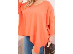 Dámská bavlněná blůza Plus Size s asymetrickým spodním lemem a V výstřihem meruňková 3