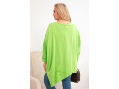 Dámská bavlněná blůza Plus Size s asymetrickým spodním lemem a výstřihem do V světle zelená 2