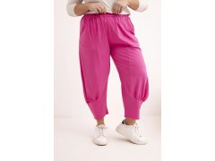 Dámské kalhoty Plus Size s nízkým sedem a gumou v pase růžové 1