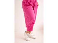 Dámské kalhoty Plus Size s nízkým sedem a gumou v pase růžové 3