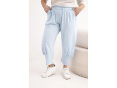 Dámské kalhoty Plus Size s nízkým sedem a gumou v pase modré 1