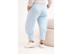 Dámské kalhoty Plus Size s nízkým sedem a gumou v pase modré 2
