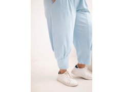 Dámské kalhoty Plus Size s nízkým sedem a gumou v pase modré 3