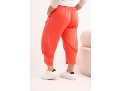 Dámské kalhoty Plus Size s nízkým sedem a gumou v pase korálové 2