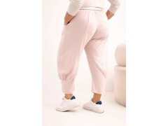 Dámské kalhoty Plus Size s nízkým sedem a gumou v pase tmavě pudrově růžové 2