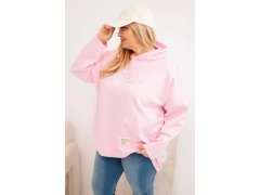 Dámská mikina Plus Size s&nbsp;kapucí a&nbsp;potiskem cukrově růžová 1