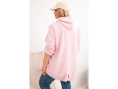 Dámská mikina Plus Size s&nbsp;kapucí a&nbsp;potiskem cukrově růžová 2