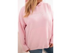 Dámská mikina Plus Size s&nbsp;kapucí a&nbsp;potiskem cukrově růžová 3